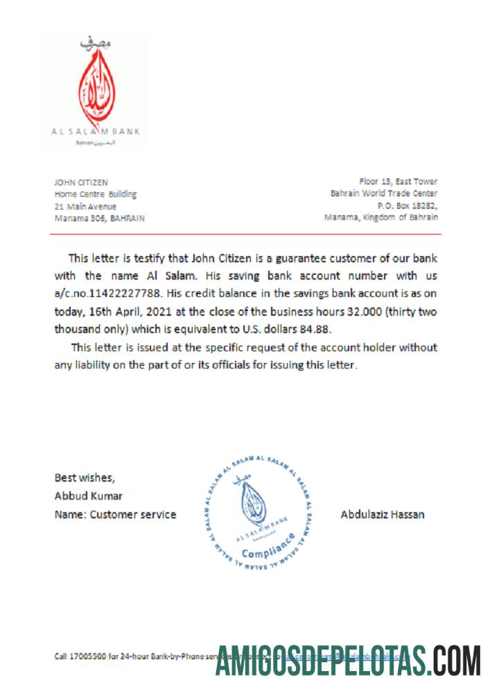 Referência do Bahrein Al Salam baixar para verificação